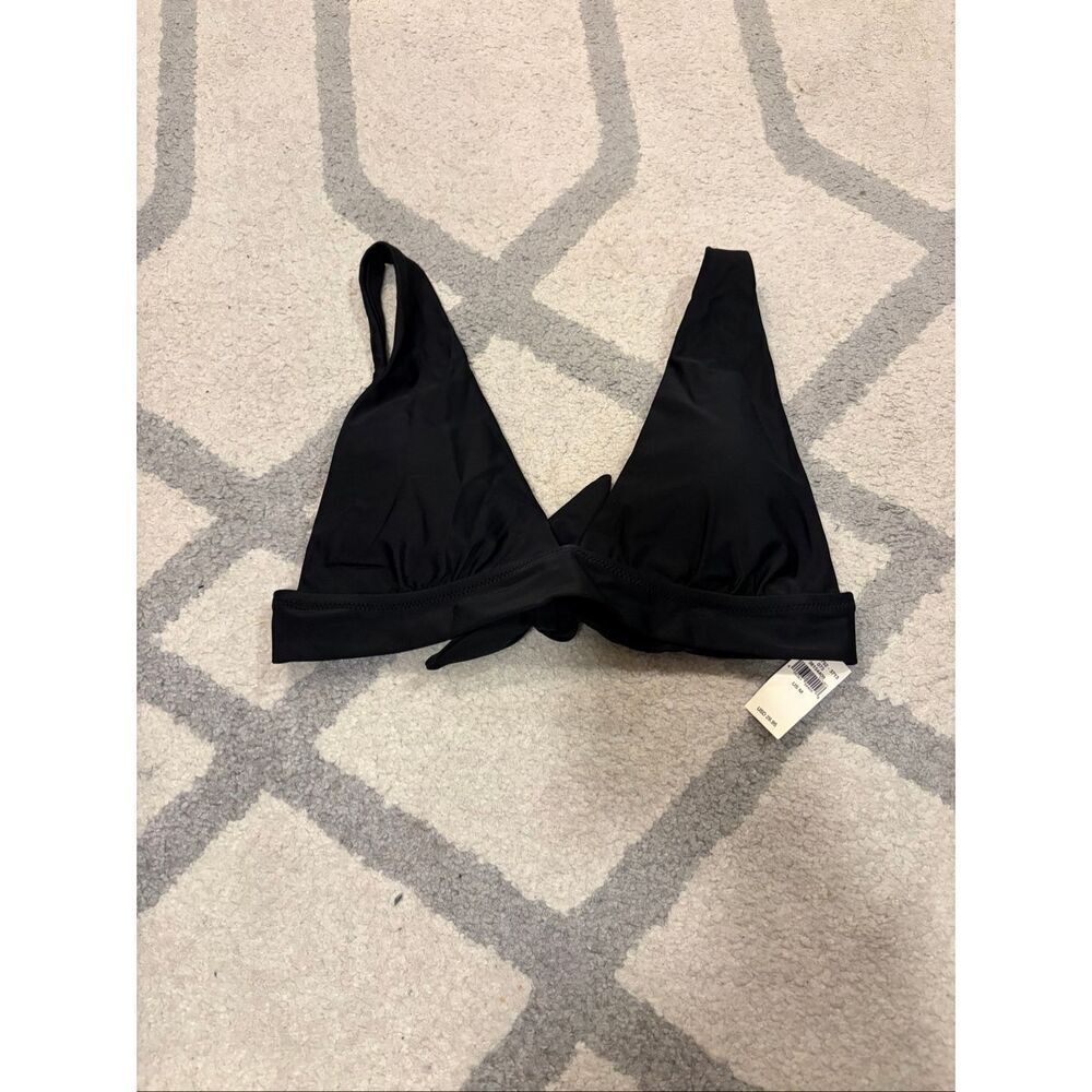 NWT Aerie Black Triangle Bikini Top Tie Back Adjustable Swim Size M